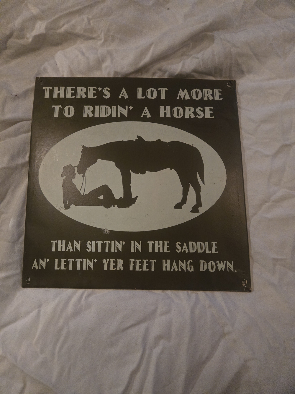Country Horse Silhouette Wall Art - Gray and White